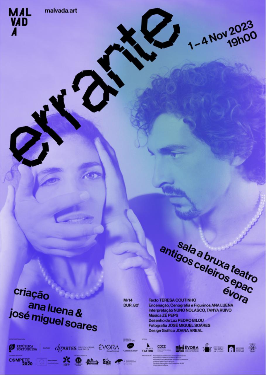 A Malvada estreia e apresenta o espetáculo ERRANTE | A Bruxa Teatro, Évora | 1 a 4 NOV 2023