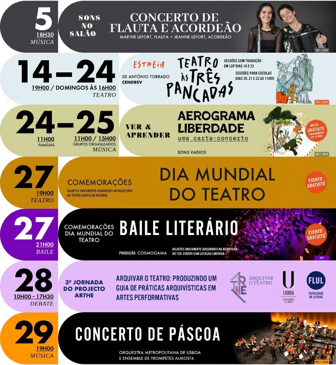 Programação de Março | CENDREV TEATRO