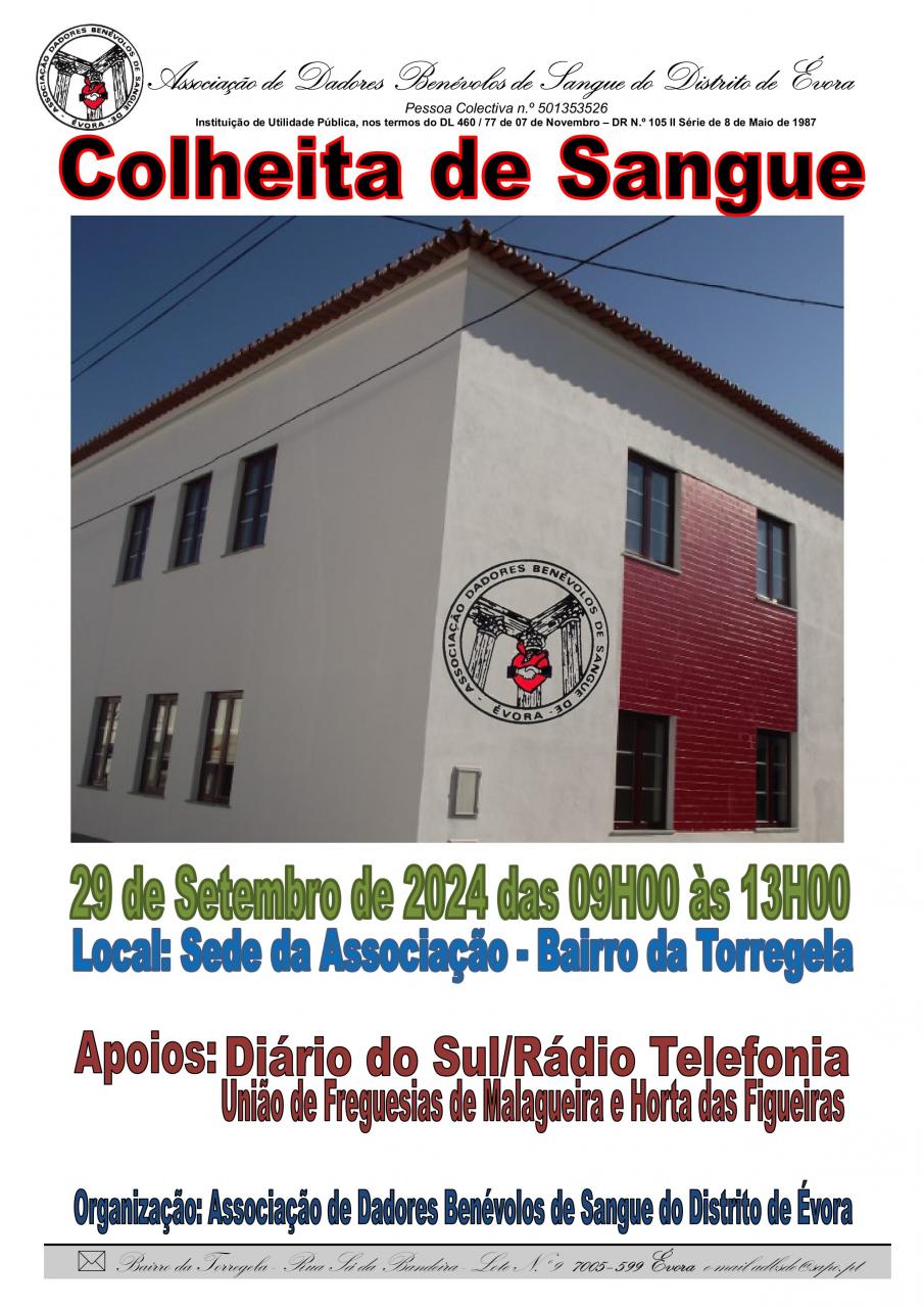 Colheita de Sangue | 29 de Setembro