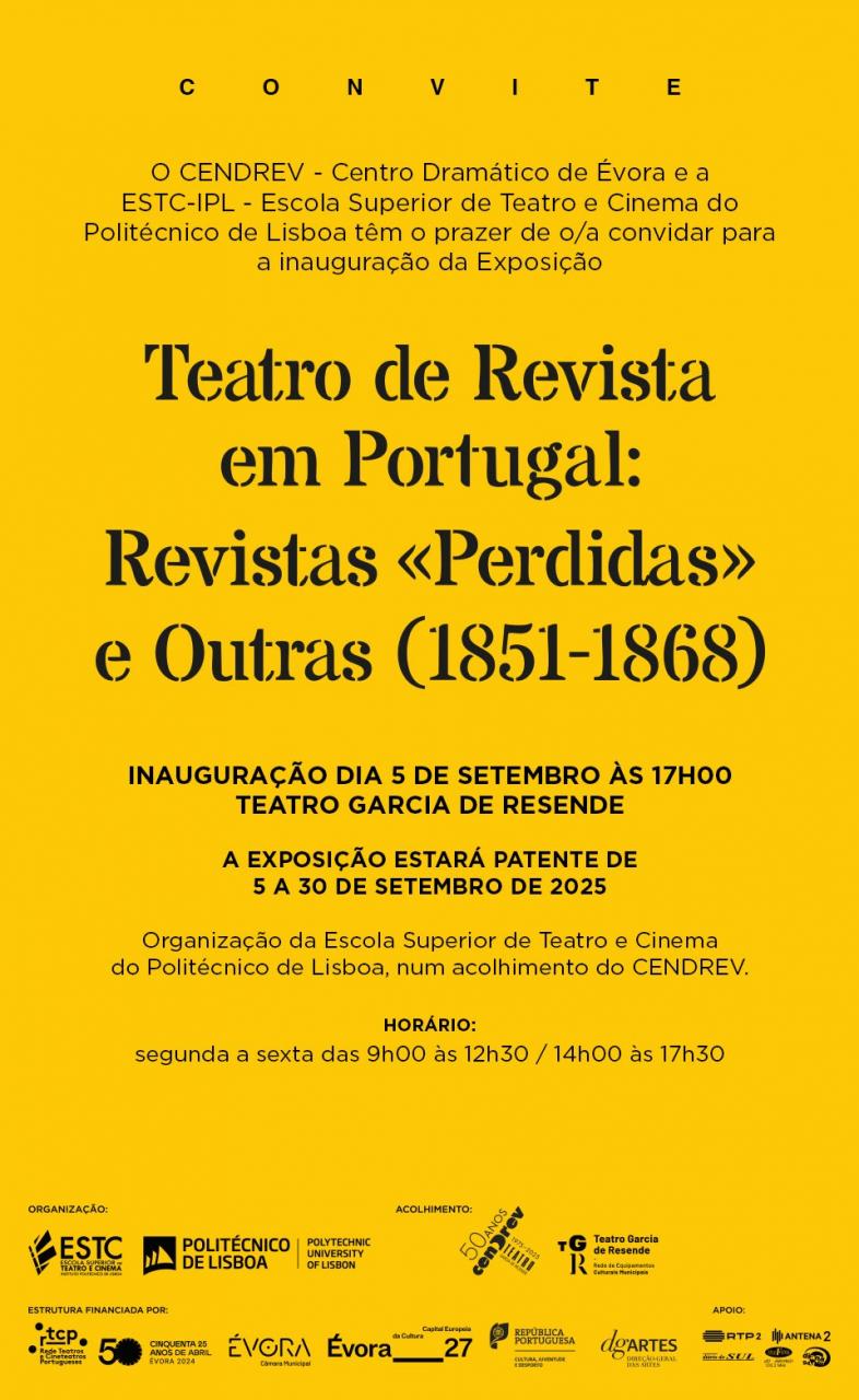 Exposição “Teatro de Revista em Portugal: Revistas «Perdidas» e Outras (1851-1868)