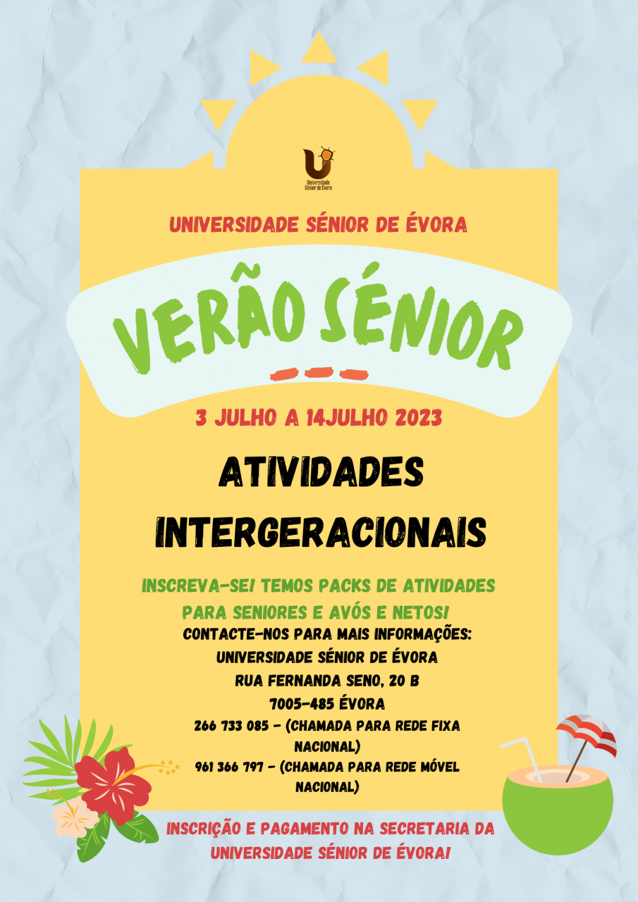 Actividades “Verão Sénior” | Universidade Sénior de Évora